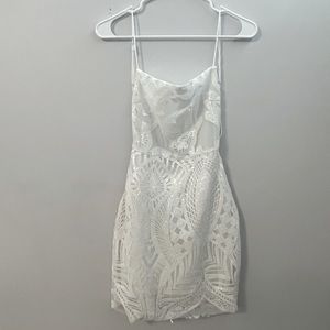 White Sparkly Mini Formal Dress